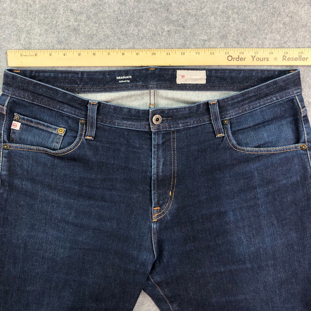 AG GRADUATE Mens Jeans 38x32 (fits 40x29) Tailored Leg Blue Dark Wash Stretch - Picture 8 of 16